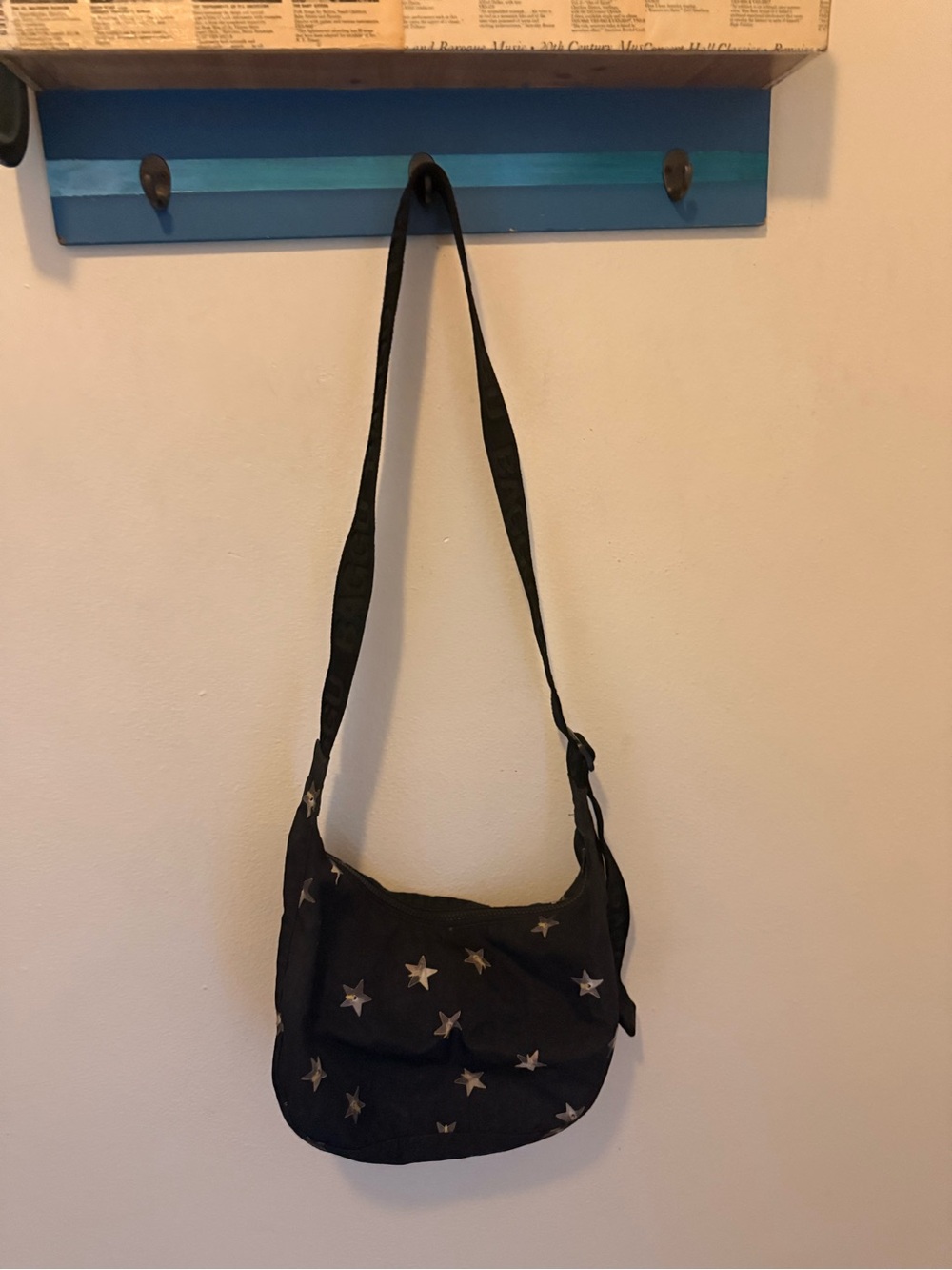 Baggu Medium Nylon Crescent Bag - Black with stars - Picture 2 of 5
